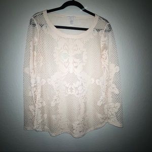 Sheer Lace Top by Cache.  Blush in color